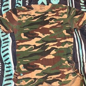 Camo distressed longline shirt